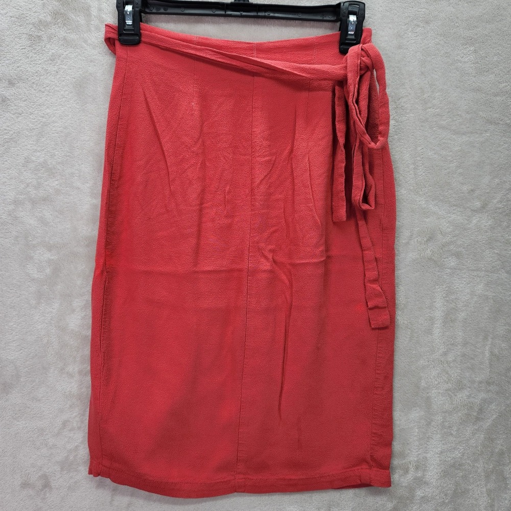 Reformation Wrap Pencil Skirt Womens XS Coral Textured Knee Length Made in USA